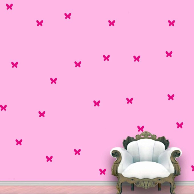Butterfly Wall Pattern Pink Stickers Set of 75