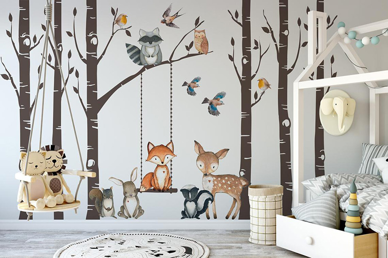 Revamp your girl bedroom into a junglenature path using multiple tree decals