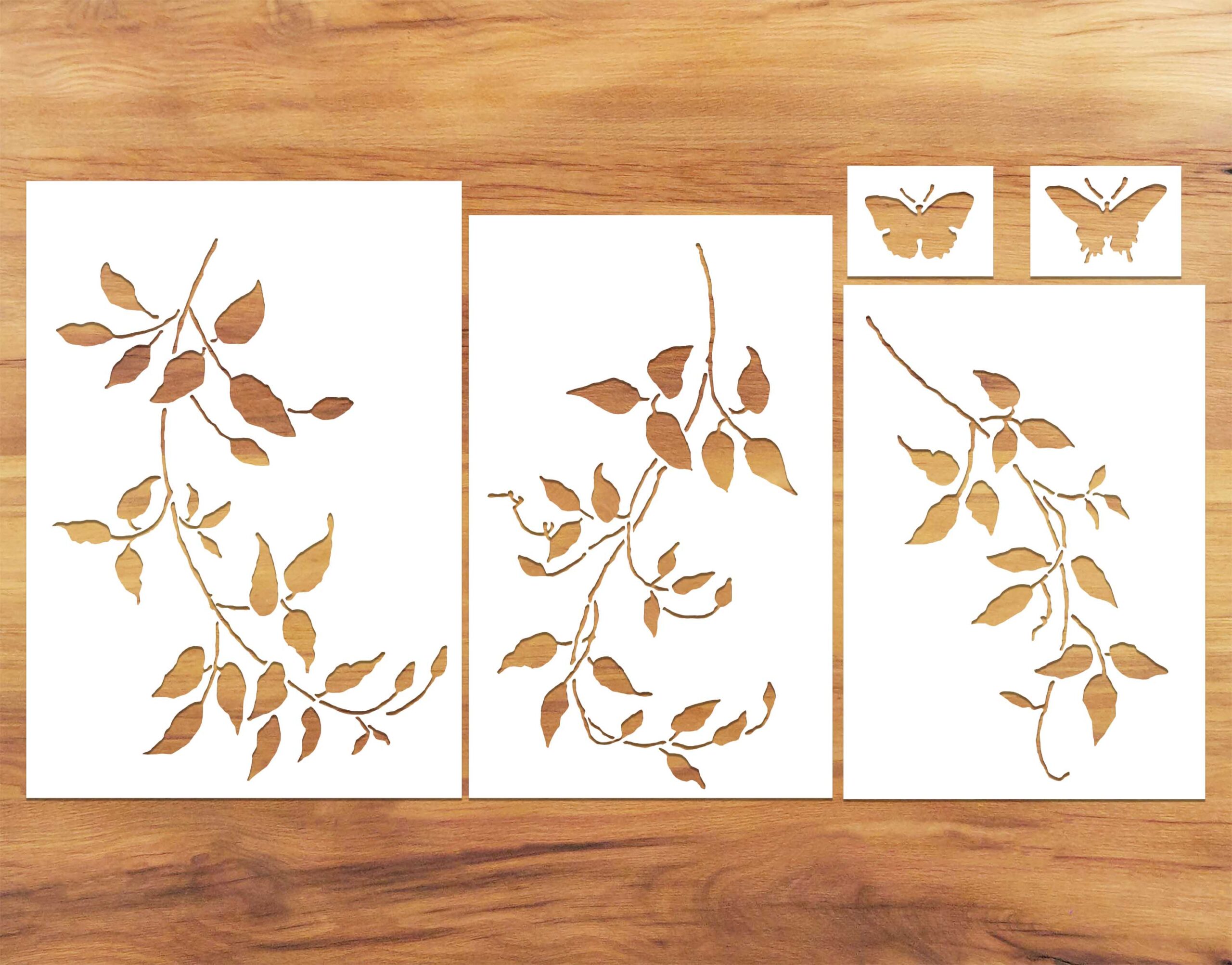 Delicate Leaves & Butterfly Paint Stencil