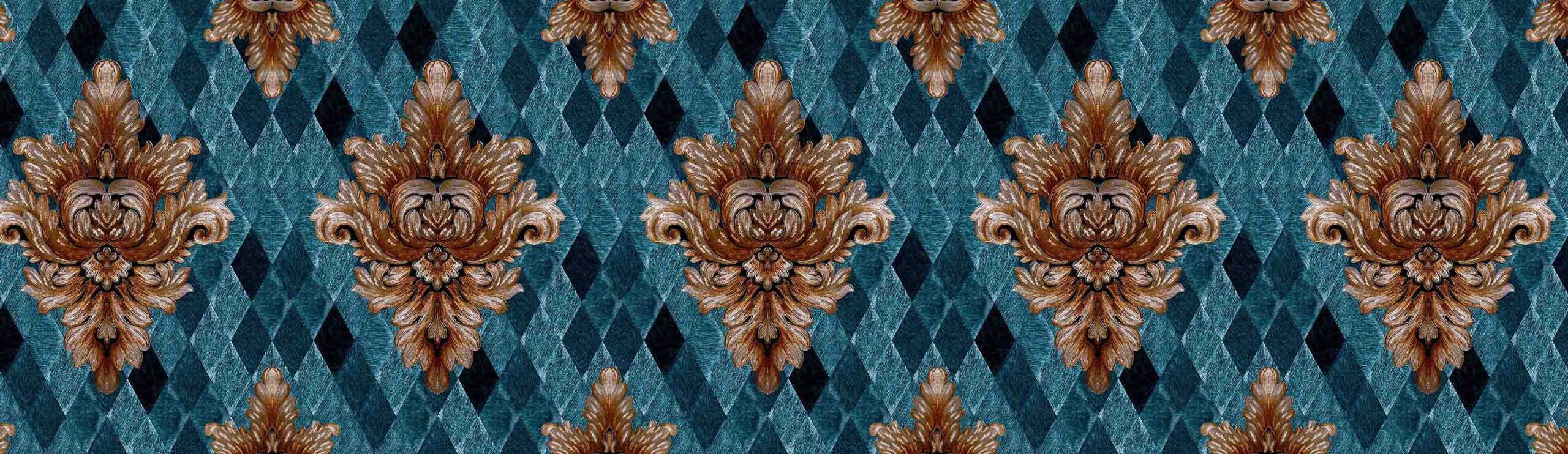 Decorative Tile Floral Texture Rustic Wallpaper Border