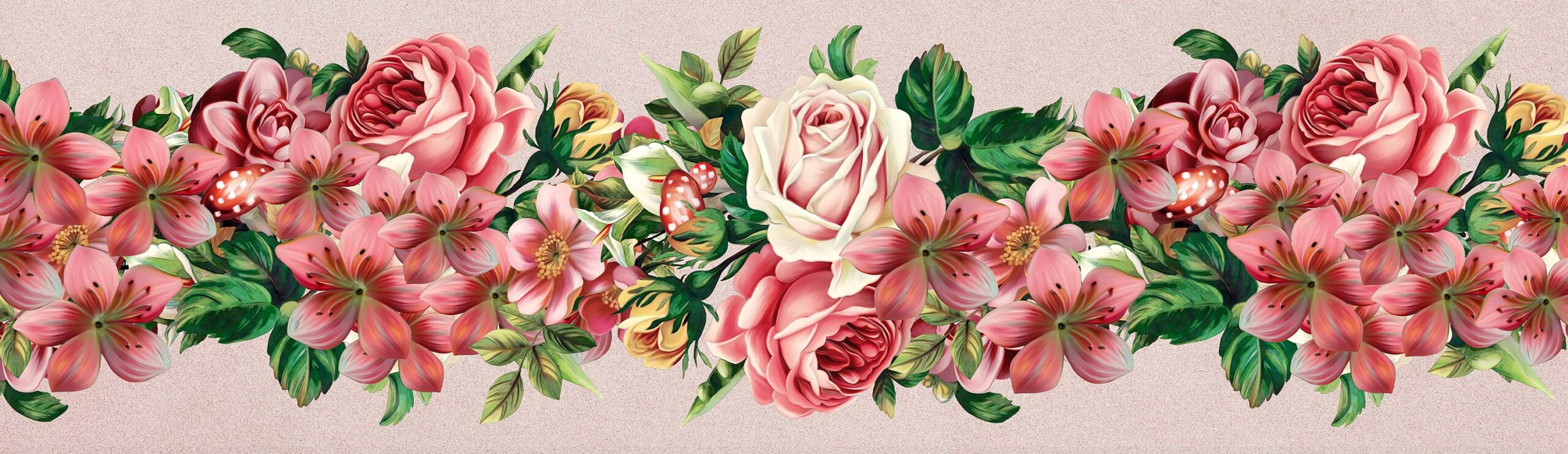 Buy Rose & Lilies Flower Wall Border Sticker | WallDesign.in