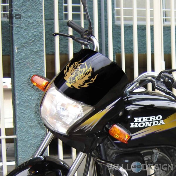 WallDesign Bike Windshield Sticker Eye Of The Tiger Gold Reflective Vinyl
