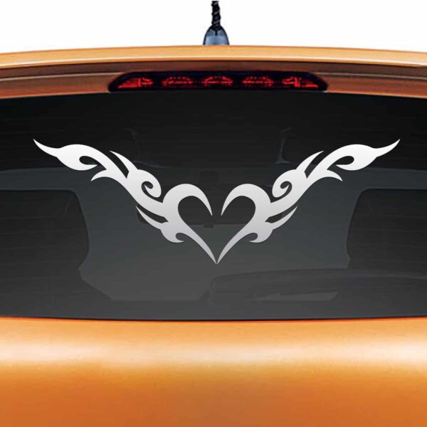 Heart of Fire Silver Rear Car Sticker