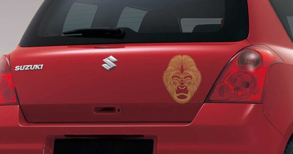 Gorilla Warrior Gold Dicky Car Sticker