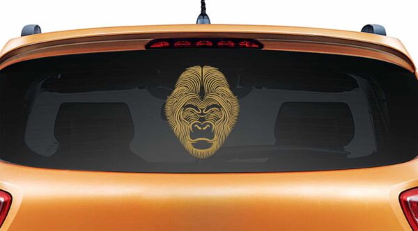 Gorilla Warrior Gold Rear Car Sticker