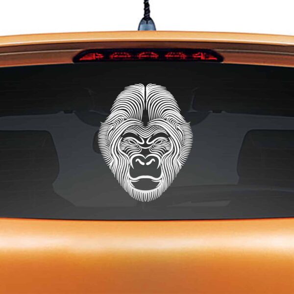 Gorilla Warrior Silver Rear Car Sticker