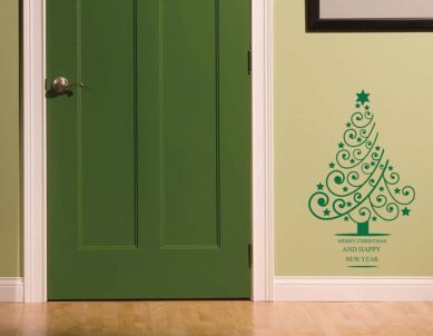 Merry Christmas & Happy New Year Tree Wall Sticker
