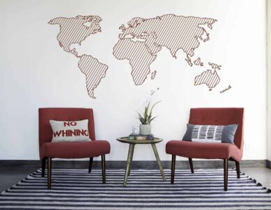 Line Silhouette Map Decal Wall Sticker
