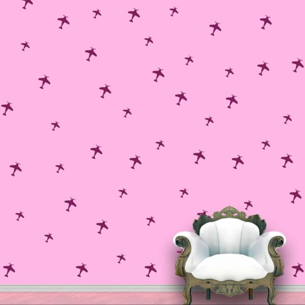 Aeroplanes Wall Pattern Violet Stickers Set of 52
