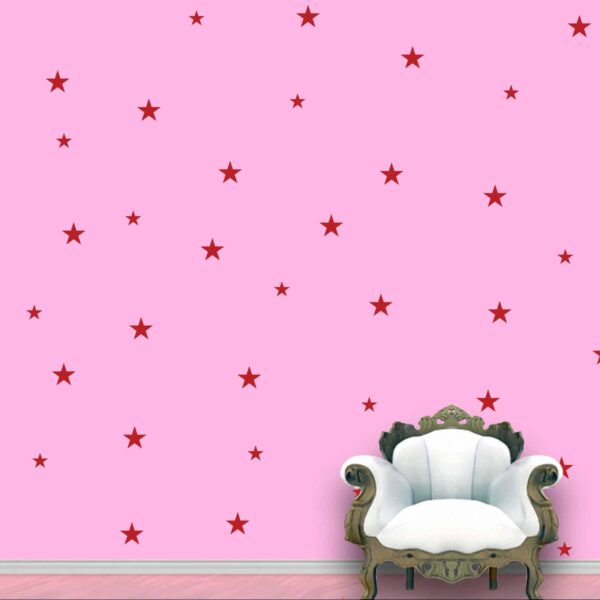 Stars Wall Pattern Red Bright Stickers Set of 118